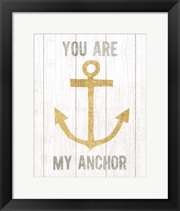 Framed Beachscape III Anchor Quote Gold Neutral Print