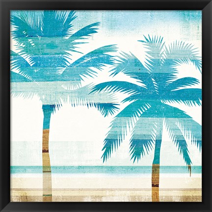 Framed Beachscape Palms III Print