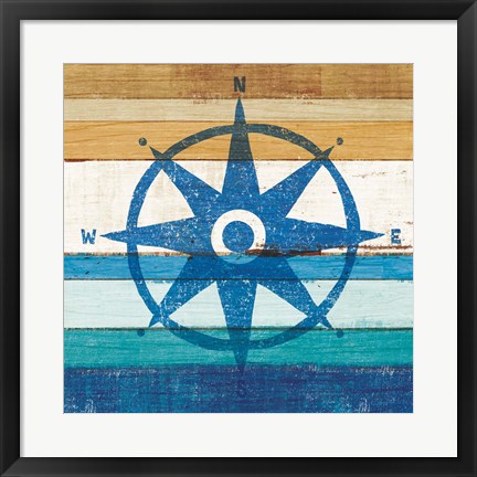 Framed Beachscape IV Compass Print