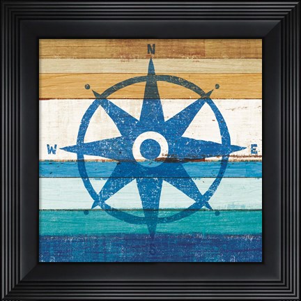 Framed Beachscape IV Compass Print