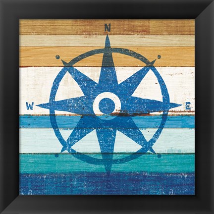 Framed Beachscape IV Compass Print