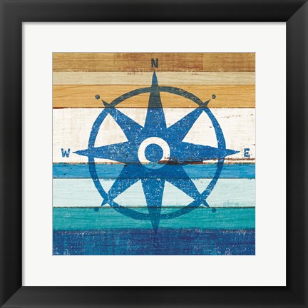 Framed Beachscape IV Compass Print