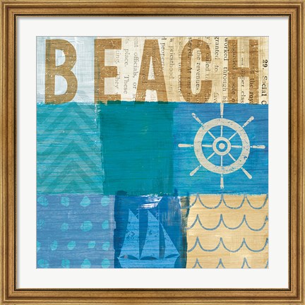 Framed Beachscape Collage IV Print
