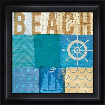 Framed Beachscape Collage IV Print