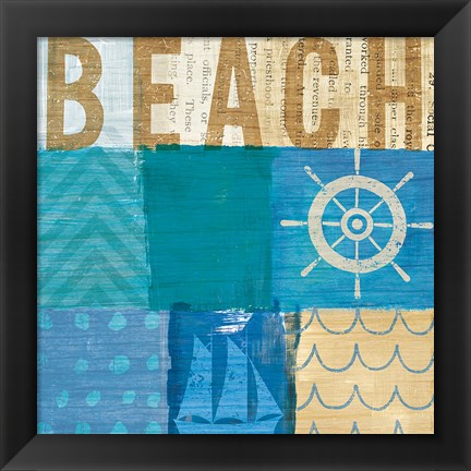 Framed Beachscape Collage IV Print