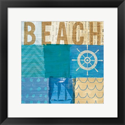 Framed Beachscape Collage IV Print