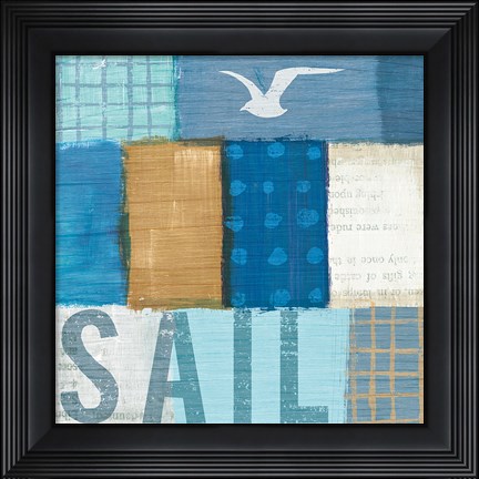 Framed Beachscape Collage V Print