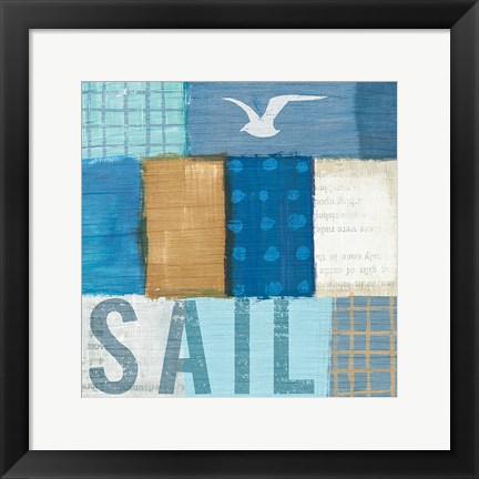 Framed Beachscape Collage V Print