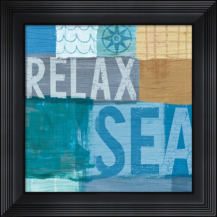 Framed Beachscape Collage III Print