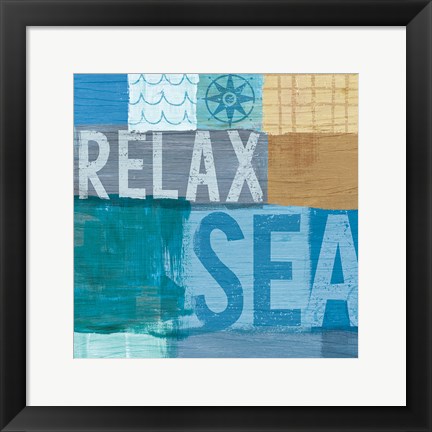 Framed Beachscape Collage III Print