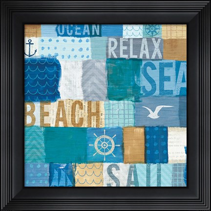 Framed Beachscape Collage I Print
