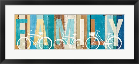 Framed Beachscape Bicycle Family Print