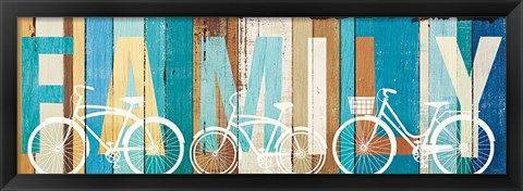 Framed Beachscape Bicycle Family Print