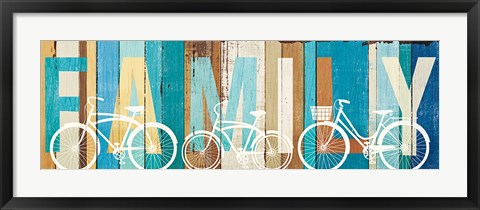 Framed Beachscape Bicycle Family Print