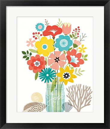 Framed Seaside Bouquet IV Mason Jar Print