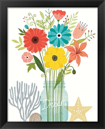 Framed Seaside Bouquet III Mason Jar Print