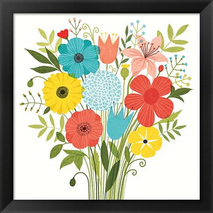 Framed Seaside Bouquet I Print