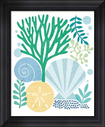 Framed Under Sea Treasures VI Sea Glass Print