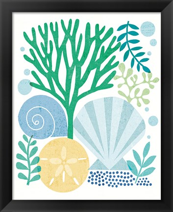 Framed Under Sea Treasures VI Sea Glass Print