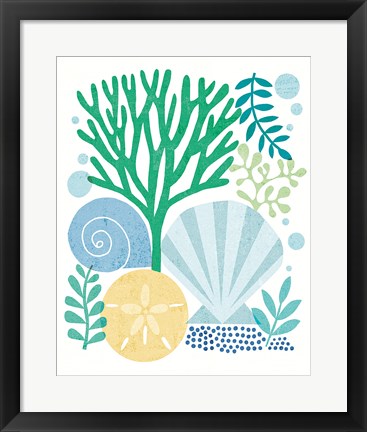 Framed Under Sea Treasures VI Sea Glass Print