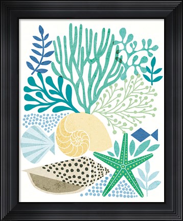 Framed Under Sea Treasures V Sea Glass Print