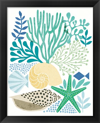 Framed Under Sea Treasures V Sea Glass Print