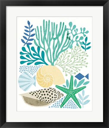 Framed Under Sea Treasures V Sea Glass Print