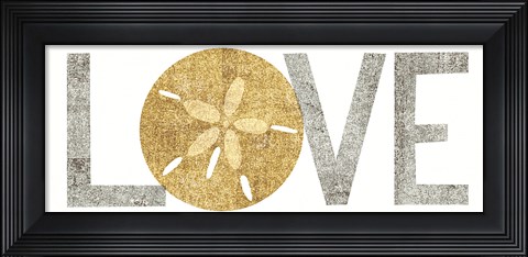 Framed Under Sea Treasures Love Gold Neutral Print