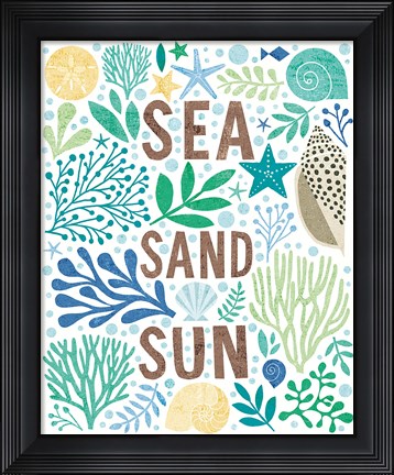 Framed Under Sea Treasures III Sea Glass Print