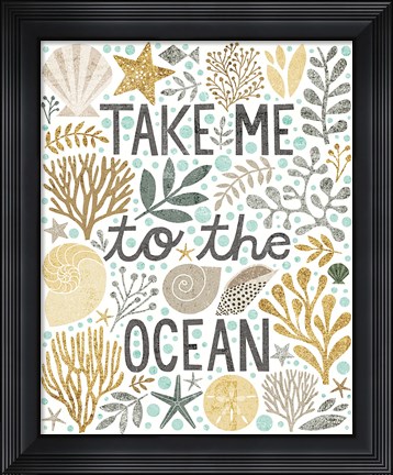 Framed Under Sea Treasures IV Gold Neutral Print