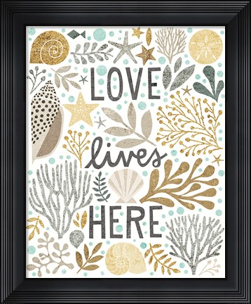 Framed Under Sea Treasures II Gold Neutral Print