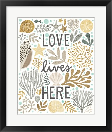 Framed Under Sea Treasures II Gold Neutral Print