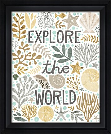 Framed Under Sea Treasures I Gold Neutral Print