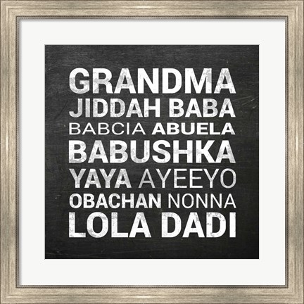 Framed Grandma Various languages - Chalkboard Print