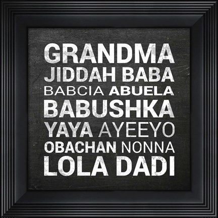 Framed Grandma Various languages - Chalkboard Print