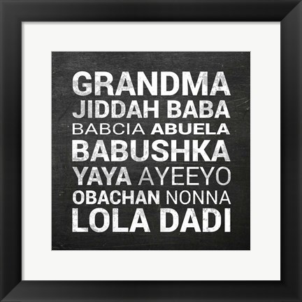 Framed Grandma Various languages - Chalkboard Print