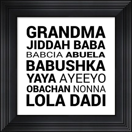 Framed Grandma Various languages Print