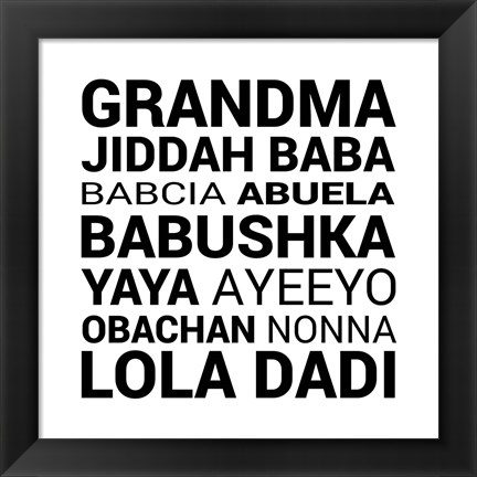 Framed Grandma Various languages Print