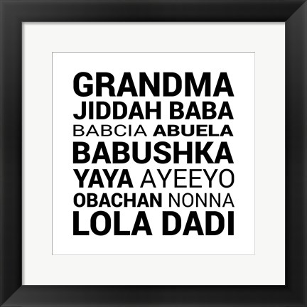 Framed Grandma Various languages Print