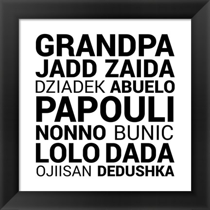 Framed Grandpa Various Languages Print