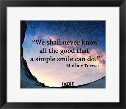 Framed Simple Smile - Mother Teresa Quote Print