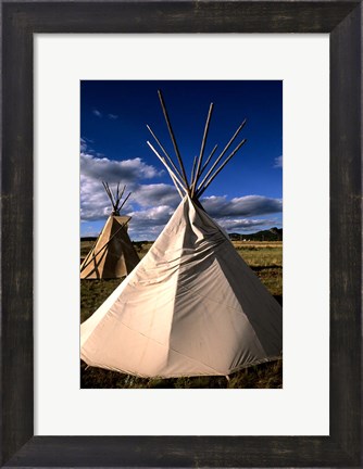 Framed Sioux Teepee at Sunset, Prairie near Mount Rushmore, South Dakota Print