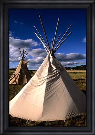 Framed Sioux Teepee at Sunset, Prairie near Mount Rushmore, South Dakota Print