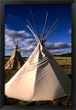 Framed Sioux Teepee at Sunset, Prairie near Mount Rushmore, South Dakota Print