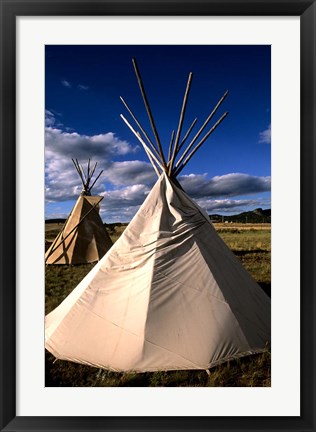 Framed Sioux Teepee at Sunset, Prairie near Mount Rushmore, South Dakota Print