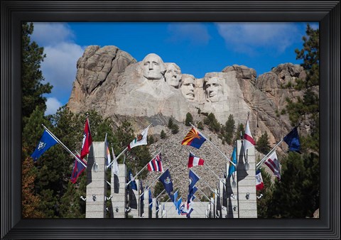 Framed Mount Rushmore National Memorial, Avenue of Flags, South Dakota Print