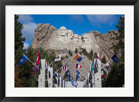 Framed Mount Rushmore National Memorial, Avenue of Flags, South Dakota Print