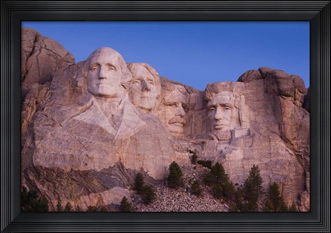 Framed Mount Rushmore National Memorial at dawn, Keystone, South Dakota Print
