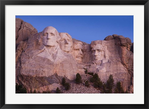 Framed Mount Rushmore National Memorial at dawn, Keystone, South Dakota Print