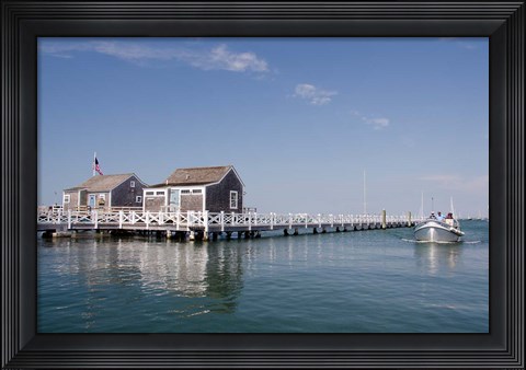 Framed Straight Wharf water taxi, Nantucket, Massachusetts Print